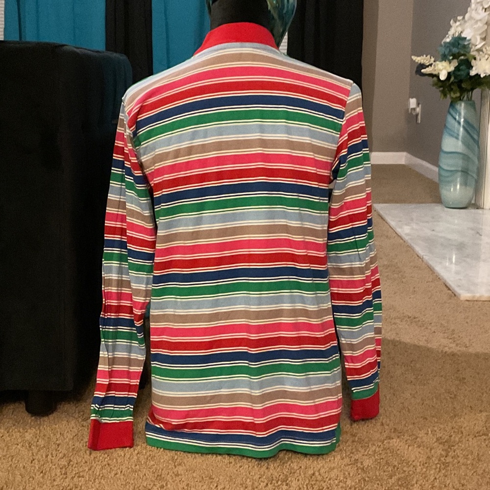 Men's Turtleneck Sweater - Red, Green, Blue, Navy, White Stripes - Picture 5 of 6